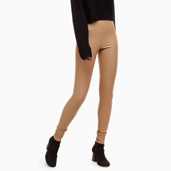Aritzia Wilfred Free Daria vegan leather leggings pants tan beige XS - Picture 1 of 11